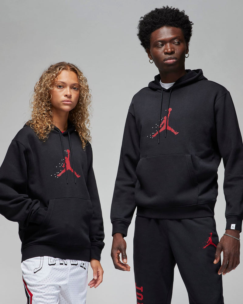 Jordan Essentials Holiday Men's Fleece Pullover Hoodie 'Black/Red'