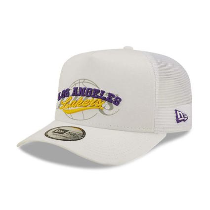 New Era Los Angeles Lakers Logo Overlay A-Frame Trucker Cap 'White'