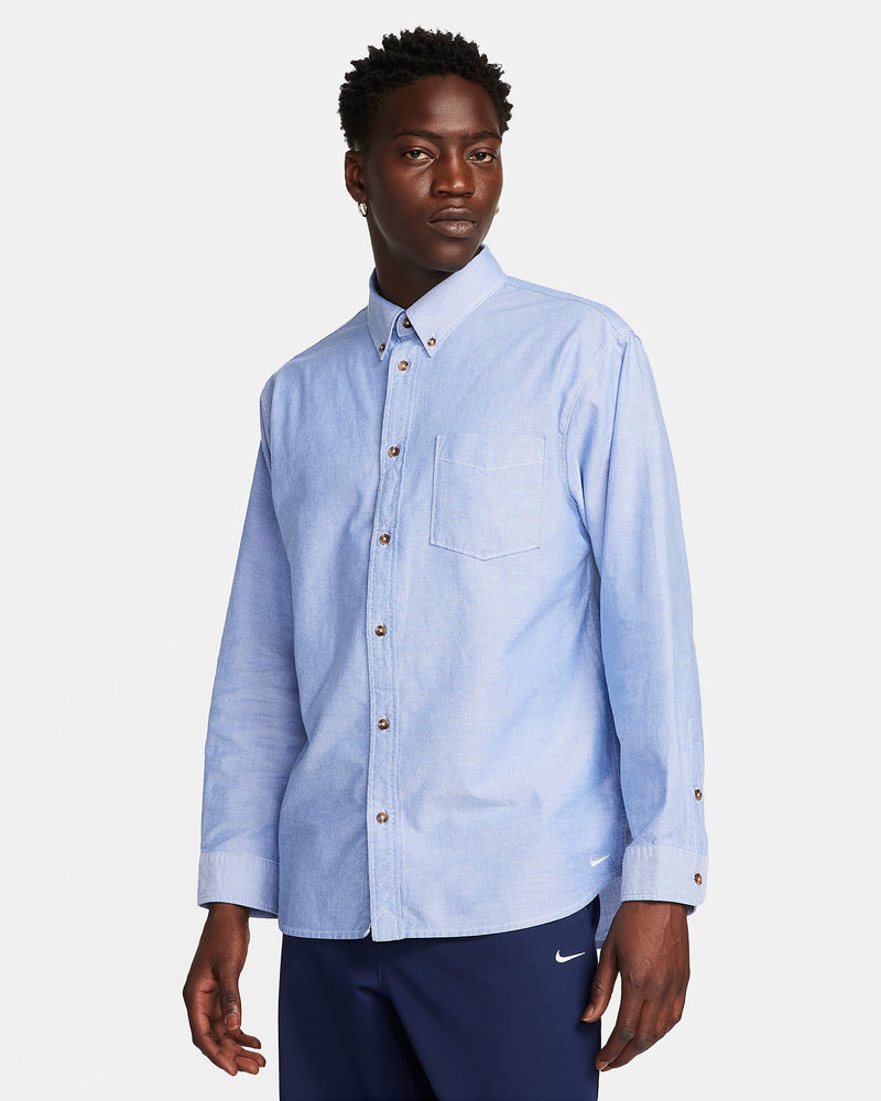 Nike Life Men's Long-Sleeve Oxford Button-Down Shirt 'White/Royal/Grey'