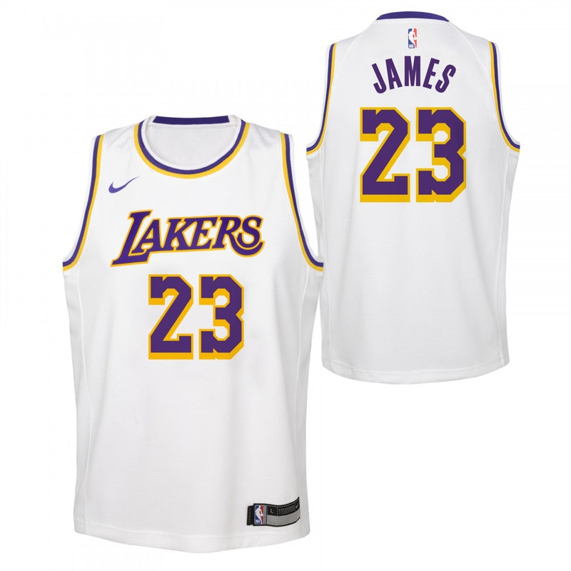 LeBron James Los Angeles Lakers Nike Boys Association Swingman Kids Jersey 'White'