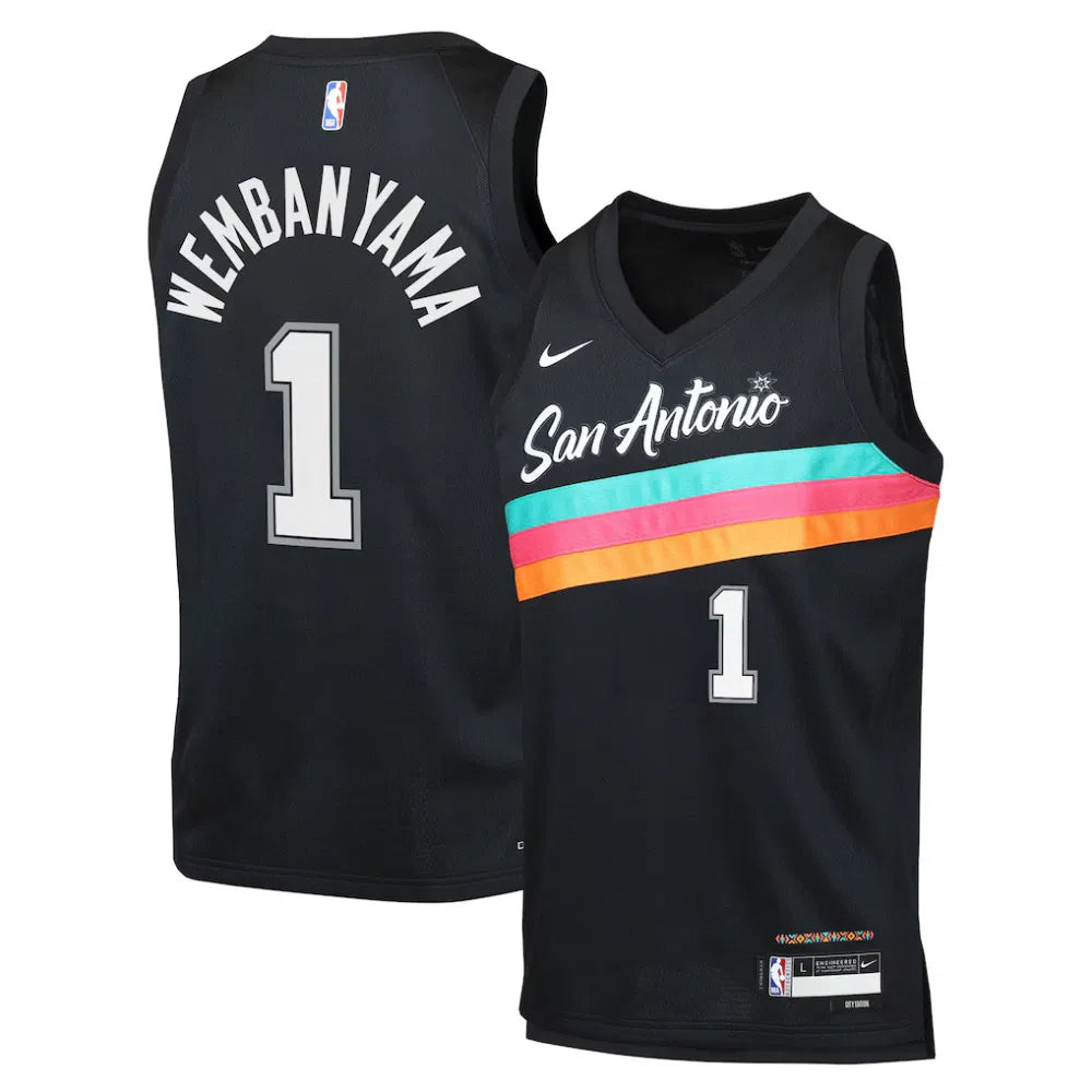Victor Wenbanyama San Antonio Spurs City Edition Kids Nike NBA Swingman Jersey 'Black'