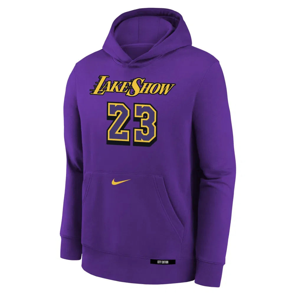 Nike LeBron James Los Angeles Lakers City Edition Kids Hoodie 'Purple'