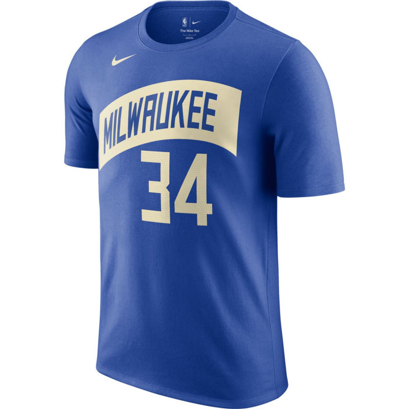 Giannis Antetokounmpo Milwaukee Bucks Nike Essential N&N City Edition Men's T-Shirt 'Blue'