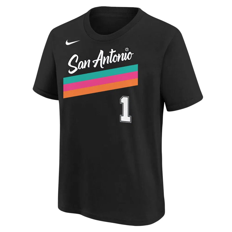 San Antonio Spurs Victor Wembanyama City Edition Kids Nike Name & Number T-Shirt 'Black'