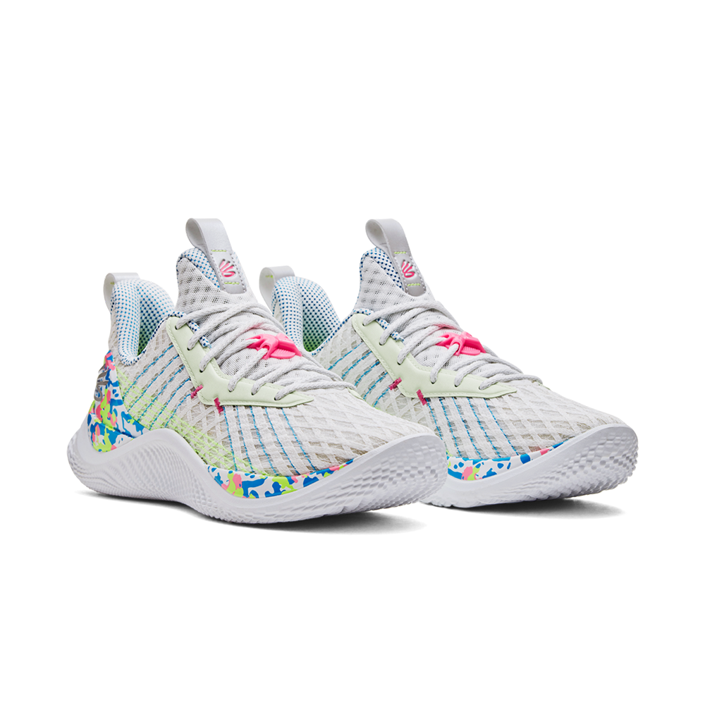 Under Armour Curry Flow 10 Basketball Shoes Splash Party 'White/Electric Blue/Metallic Silver'
