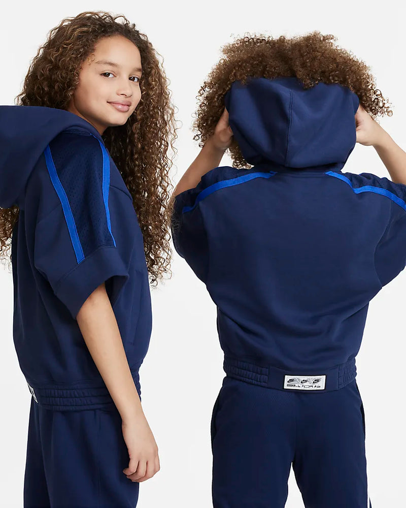 Nike Culture of Basketball Older Kids' (Boys') Short-Sleeve Basketball Hoodie 'Navy/White'