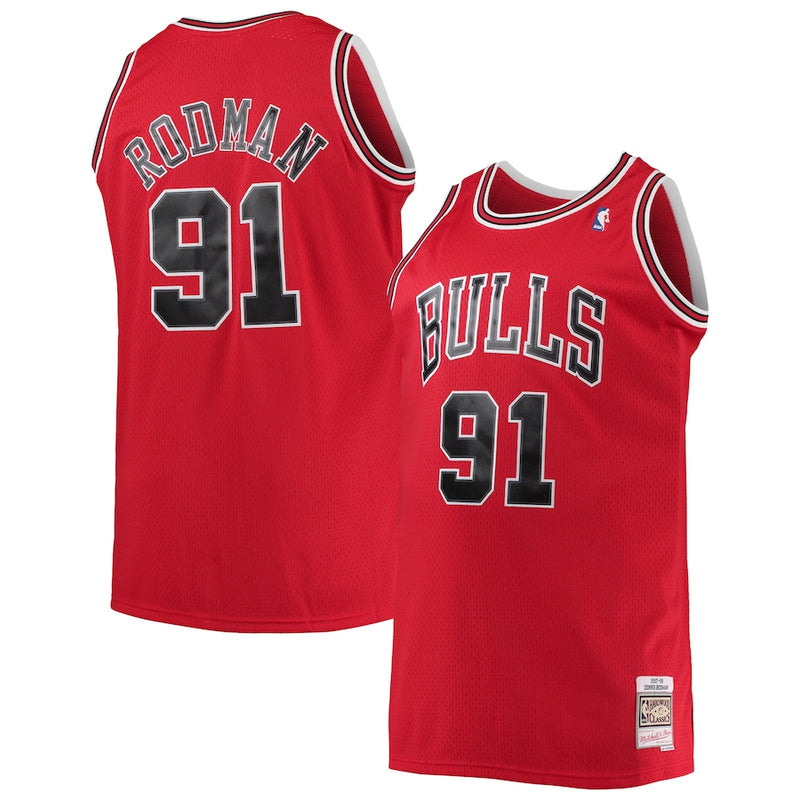 M&N Swingman Jersey Chicago Bulls D. Rodman #91 'Red'