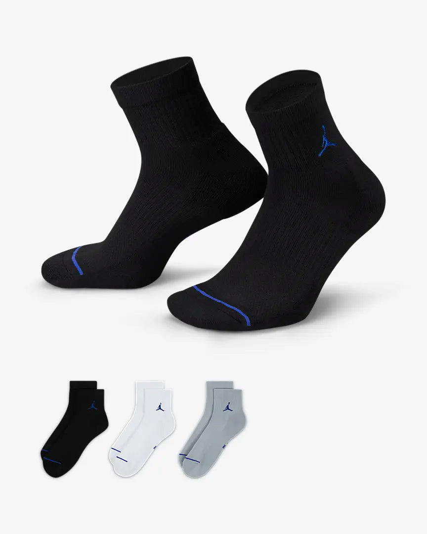 Jordan Everyday Ankle Socks (3 Pairs) 'Black/White/Grey'