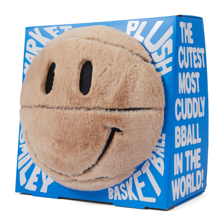 Market Smiley Sherpa Basketball Pillow 'Sand'