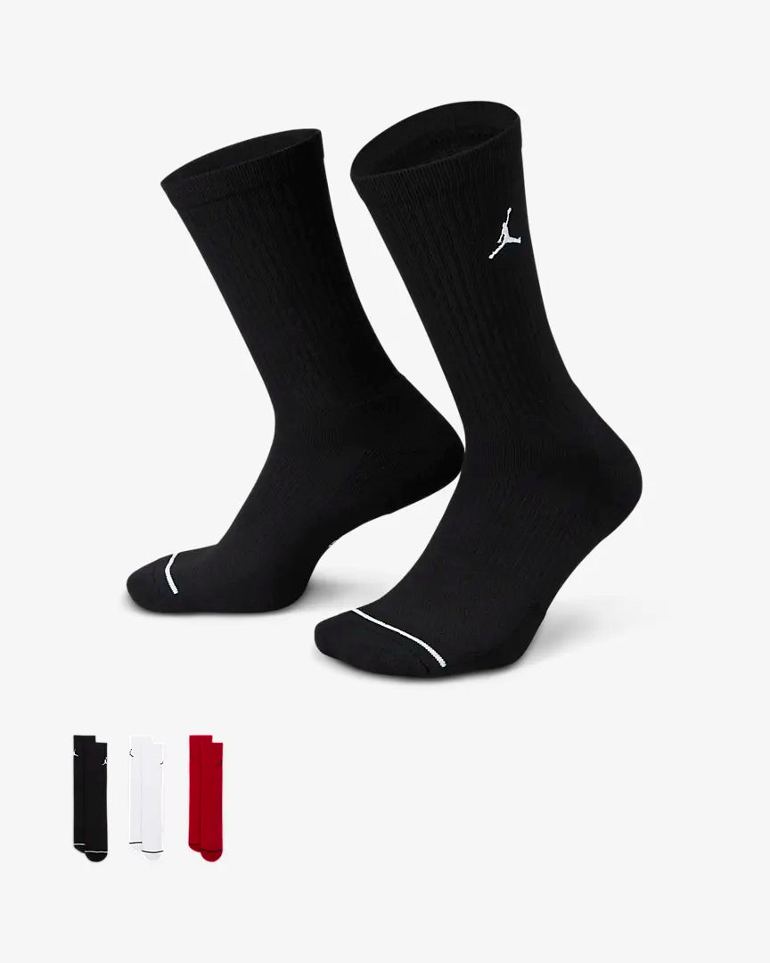 Jordan Everyday Crew Socks (3 pairs) 'Black/Red/White'