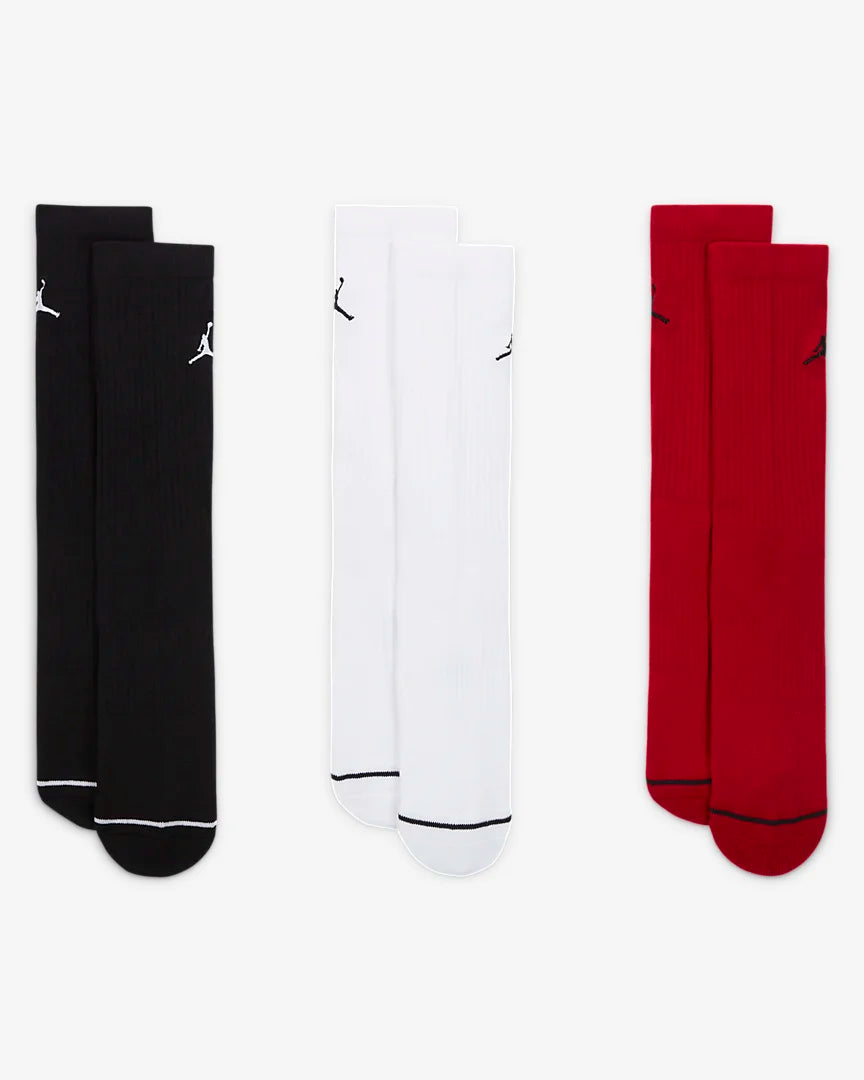 Jordan Everyday Crew Socks (3 pairs) 'Black/Red/White'