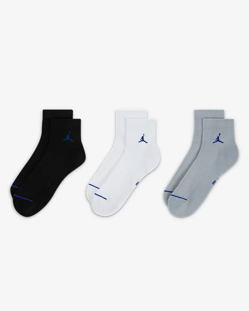 Jordan Everyday Ankle Socks (3 Pairs) 'Black/White/Grey'