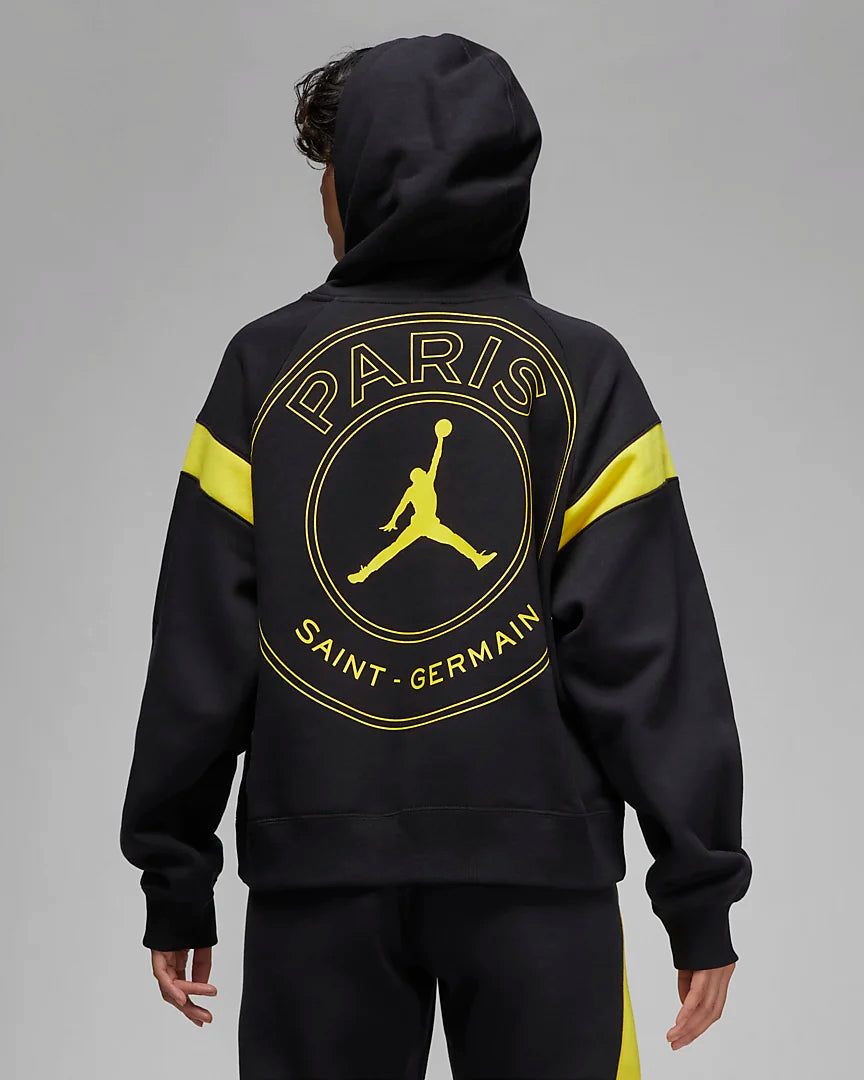 Jordan black sales and yellow hoodie