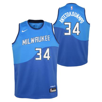 Nike City Edition Jersey Kids Milwaukee Bucks Giannis Antetokounmpo 'Blue'