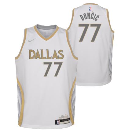 Nike City Edition Jersey Kids Dallas Mavericks Luka Doncic 'White/Gold'