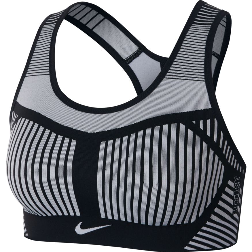 Nike FE/NOM Flyknit Women's High-Support Sports Bra 'Black/Platinum'