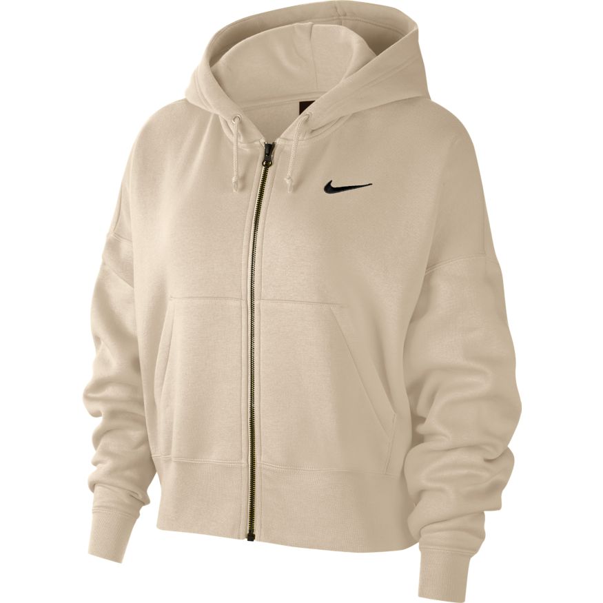 Nike Sportswear Essential Women's Full-Zip Fleece Hoodie 'Oatmeal/Black'