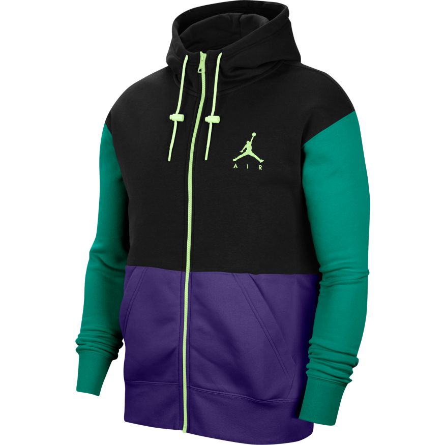 Jordan Jumpman Air Men’s Fleece Full-Zip Hoodie 'Black/Purple/Volt'