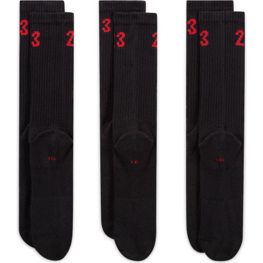 Jordan Essentials Crew Socks (3 Pairs) 'Black/Red'