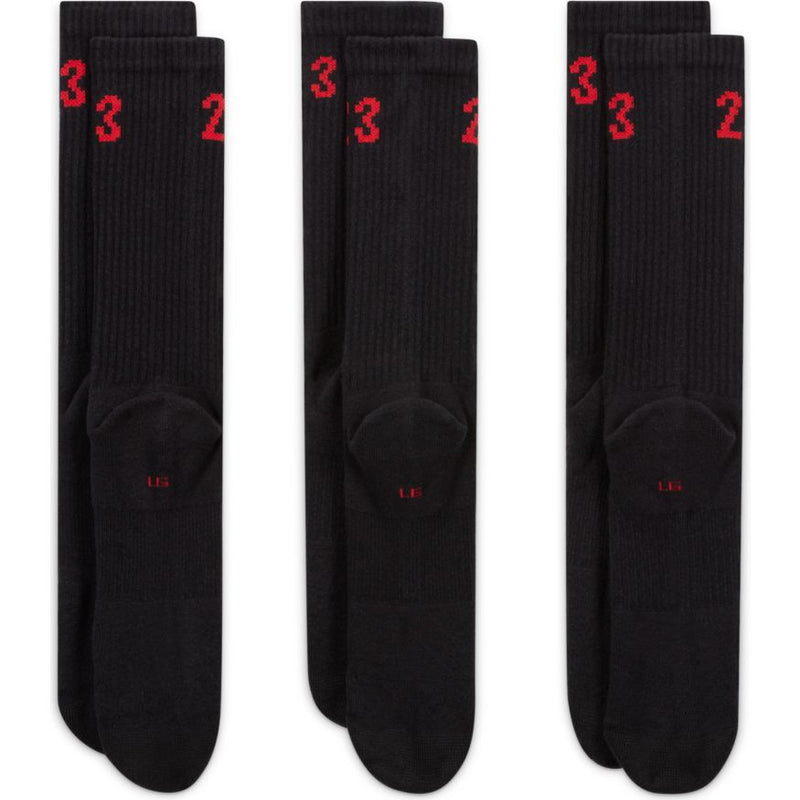 Jordan Essentials Crew Socks (3 Pairs) 'Black/Red'