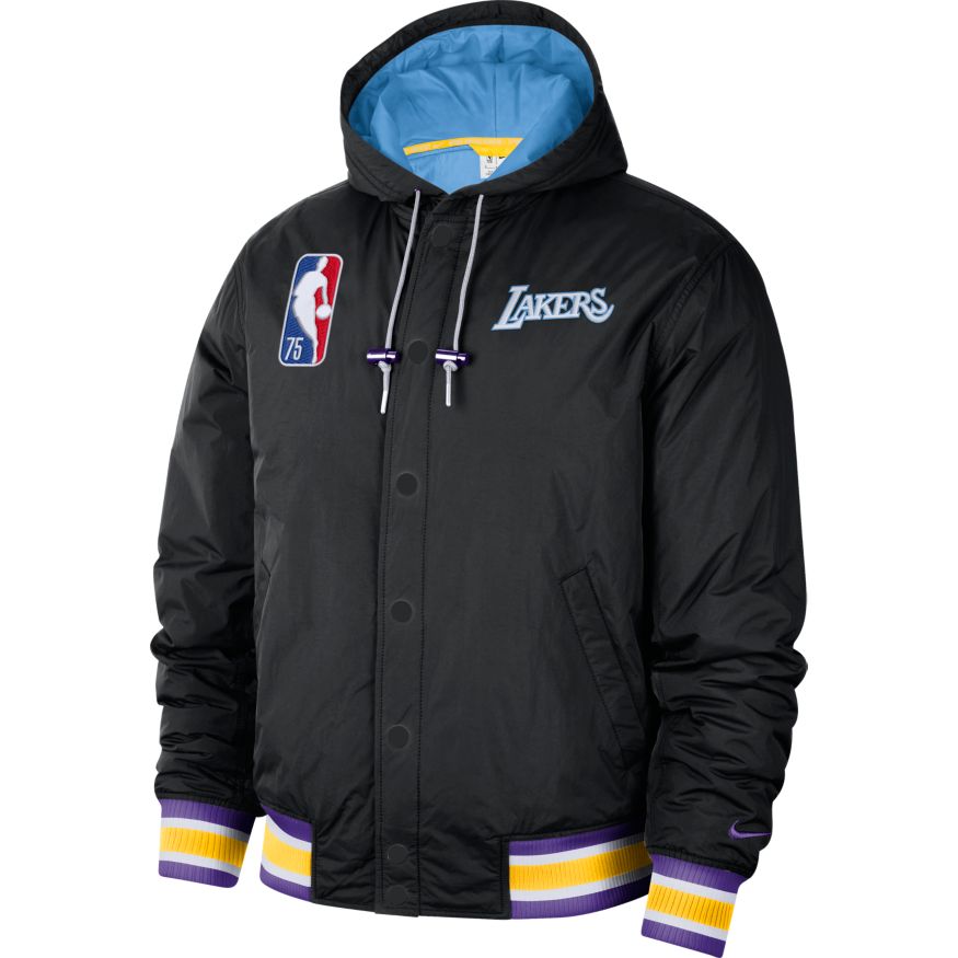 Men's Nike Charcoal/Black Los Angeles Lakers 2022/23 City Edition Courtside Bomber Full-Zip Hoodie Jacket Size: Small