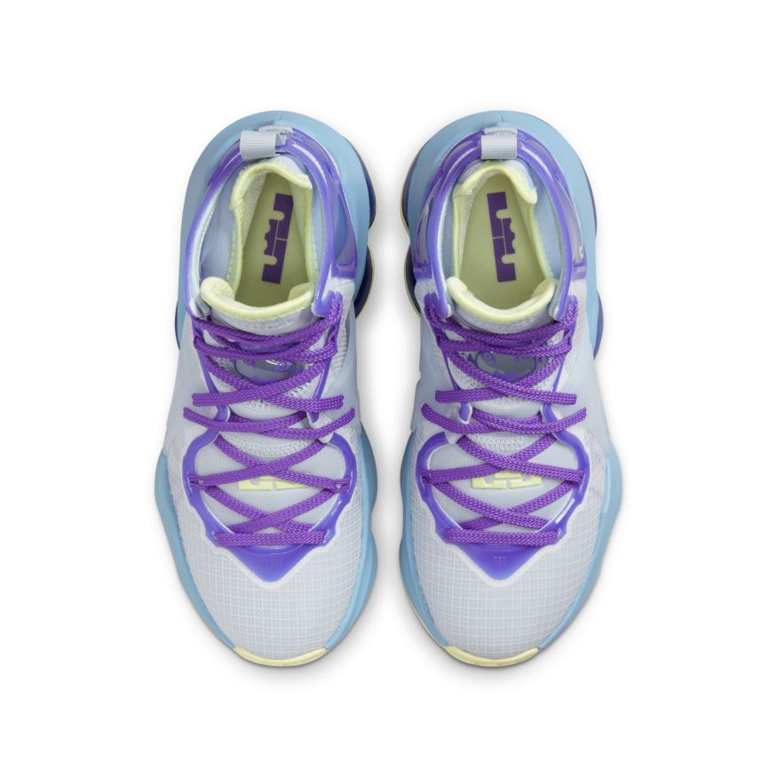 LeBron 19 Big Kids' Basketball Shoes (GS) 'Aura/Citron/Worn Blue'