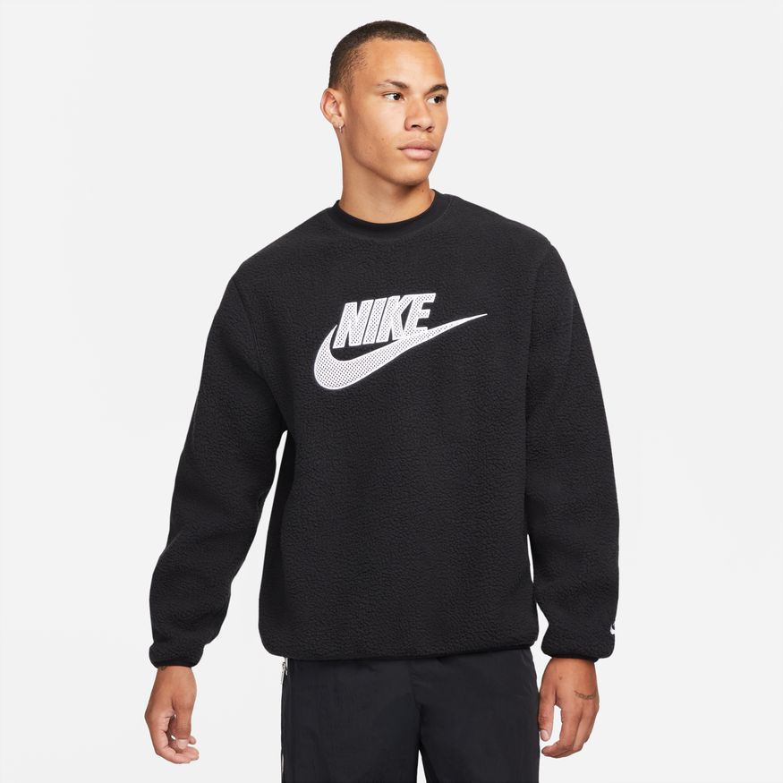Nike Sportswear Stele Essentials+ Men's Fleece Crew 'Black/White'