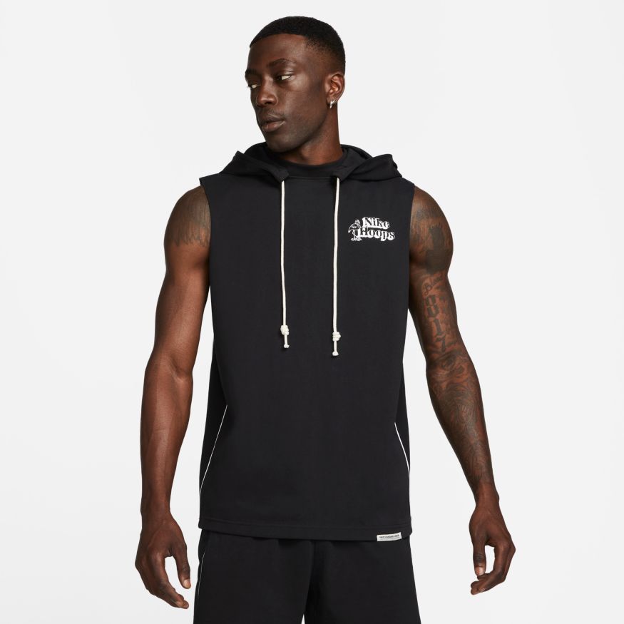 Nike Dri-FIT Standard Issue Men's Basketball Cutoff Hoodie 'Black/White'