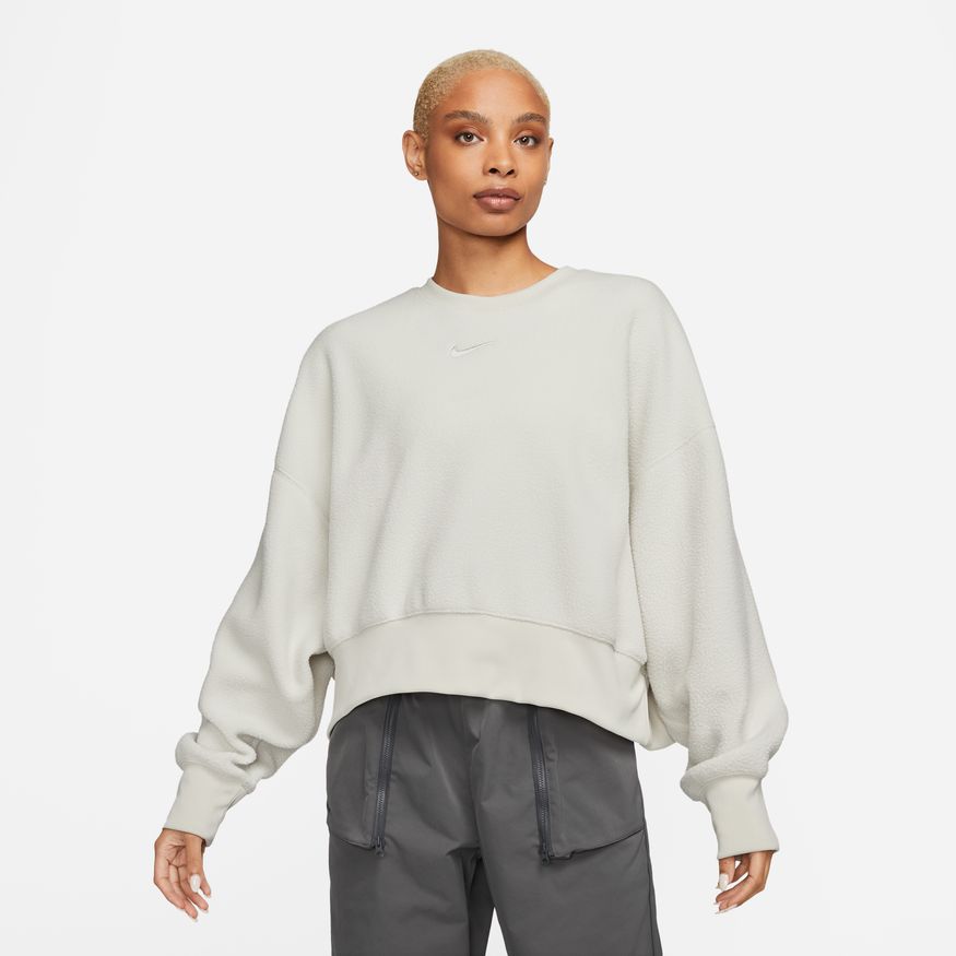 Nike Sportswear Plush Women's Mod Crop Crew-Neck Sweatshirt 'Light Bone'