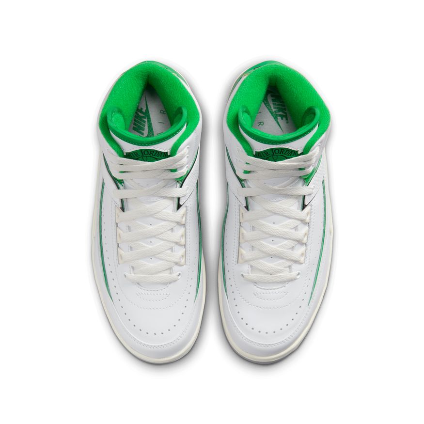 Air Jordan 2 Retro Big Kids' Shoes (GS) 'White/Lucky Green/Sail'