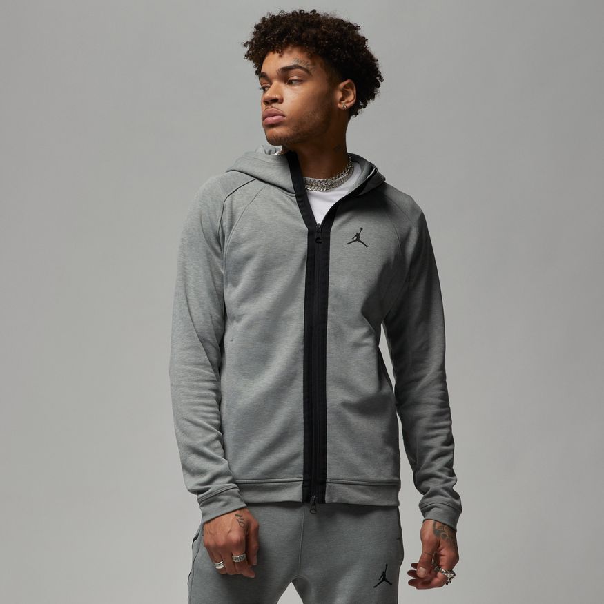 Jordan Dri-FIT Sport Men's Air Fleece Full-Zip Hoodie 'Grey Heather/Black'