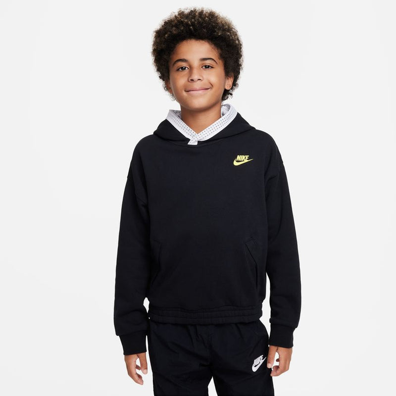 Nike Culture of Basketball Big Kids' Reversible Hoodie 'Black/White/Yellow'