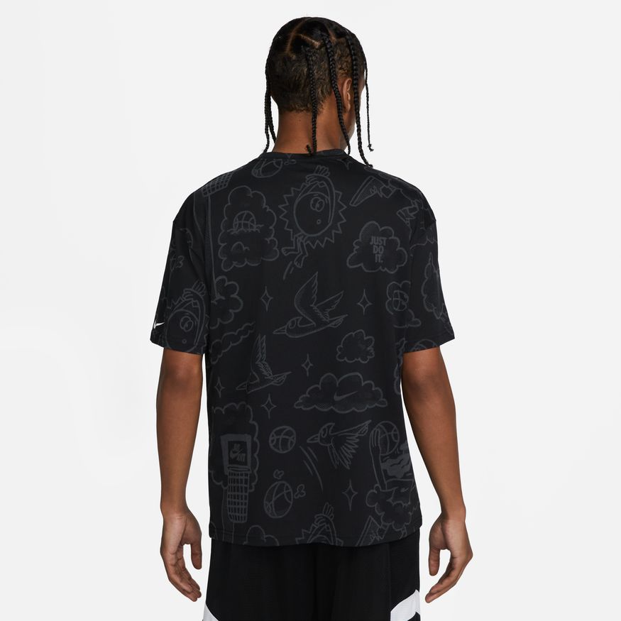 Nike Max90 Mens Allover Print Basketball T Shirt Black Bouncewear 