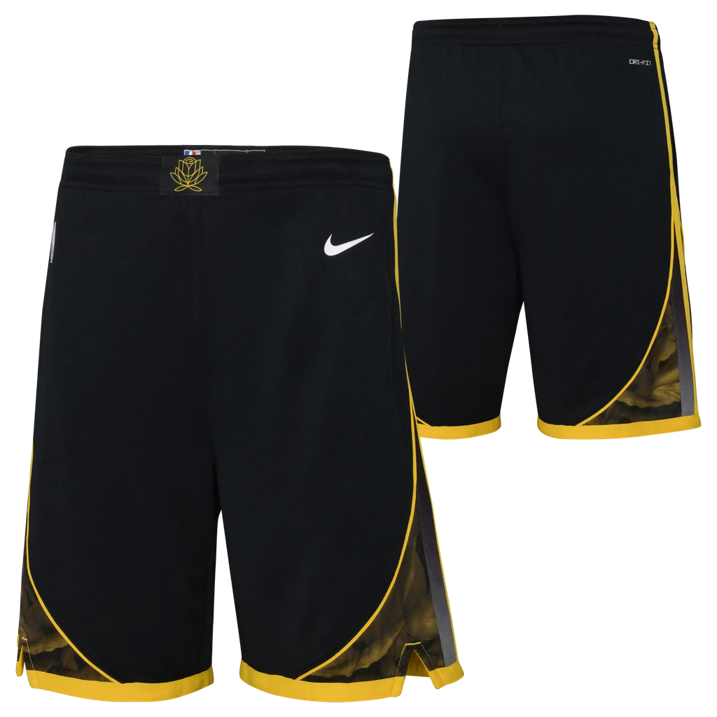 Nike NBA Golden State Warriors City Edition Boys Short 'Black/Yellow'