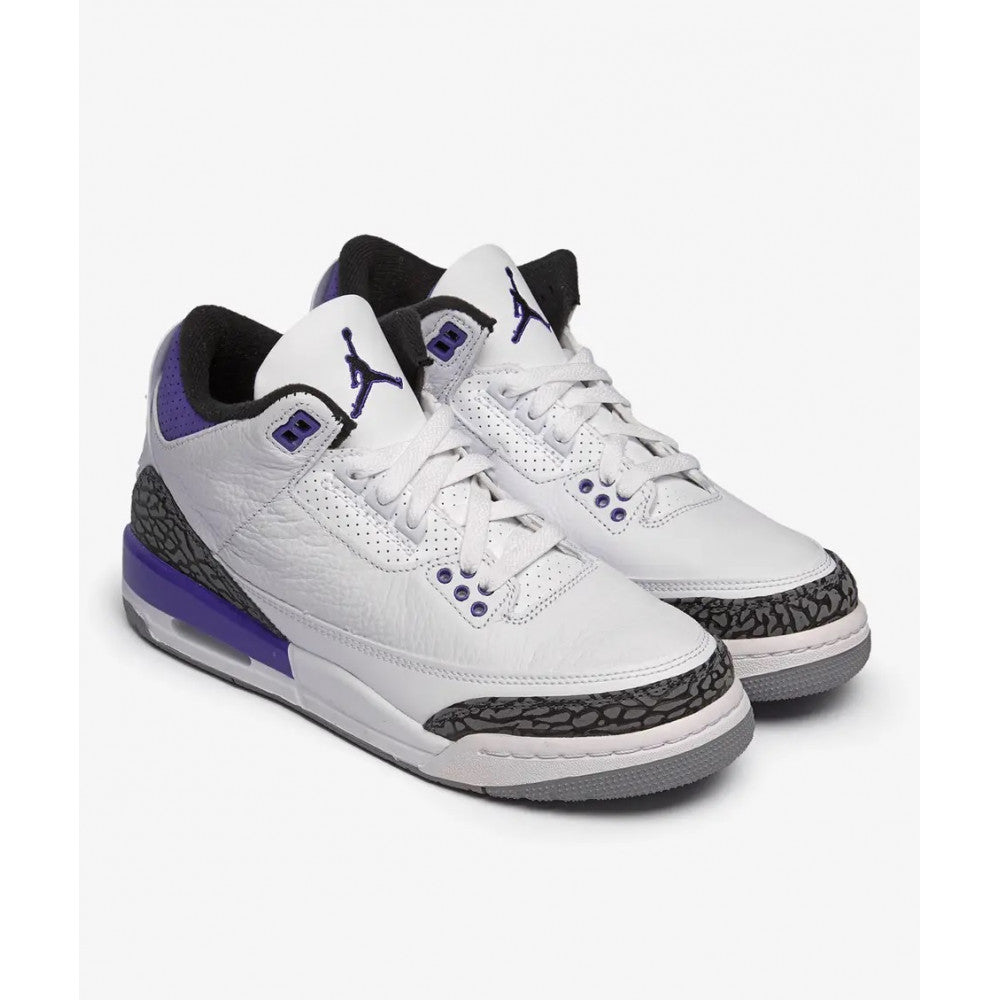 Air Jordan 3 Retro Big Kids' Shoes (GS) 'White/Black/Iris'