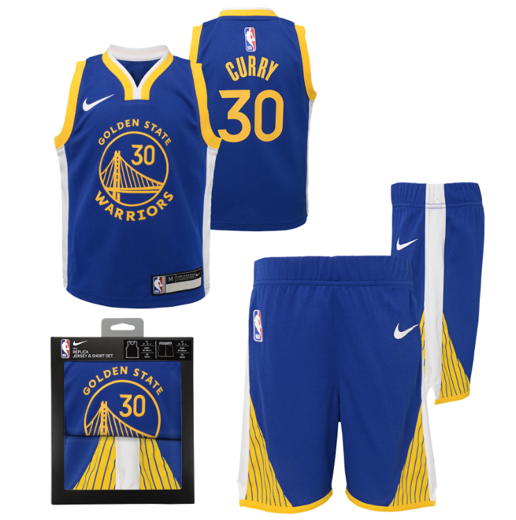 Nike Young Kids NBA Golden State Warriors Stephen Curry Icon Replica Kids Box Set 'Blue'