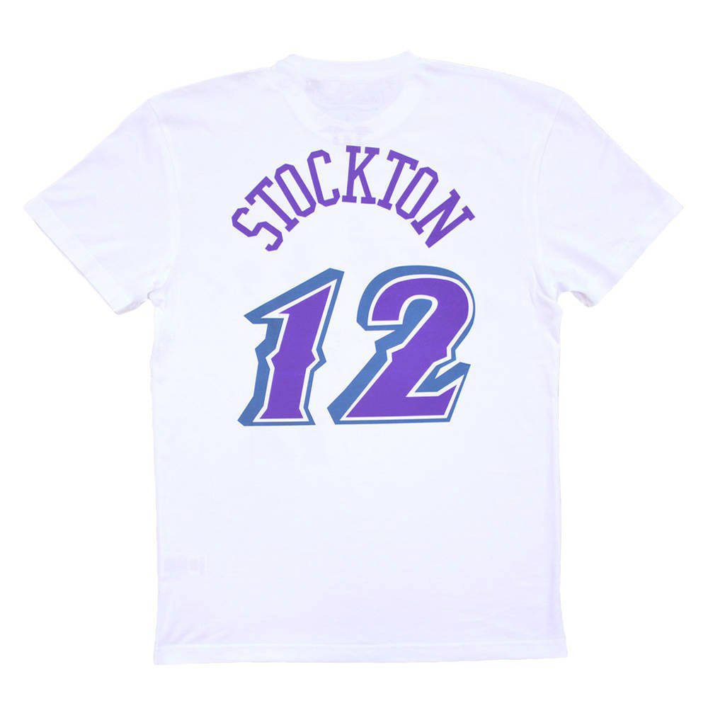 John Stockton Utah Jazz Mitchell & Ness Hardwood Classics Stitch Name &  Number T-Shirt - White