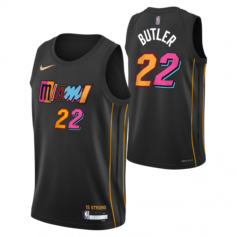Youth Miami Heat #22 Jimmy Butler 22 23 City Jersey Black - Bluefink