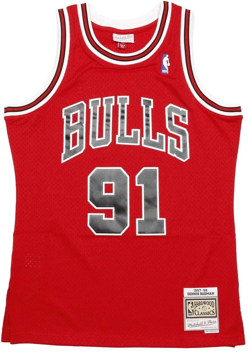 M&N Swingman Jersey Chicago Bulls D. Rodman #91 'Red'