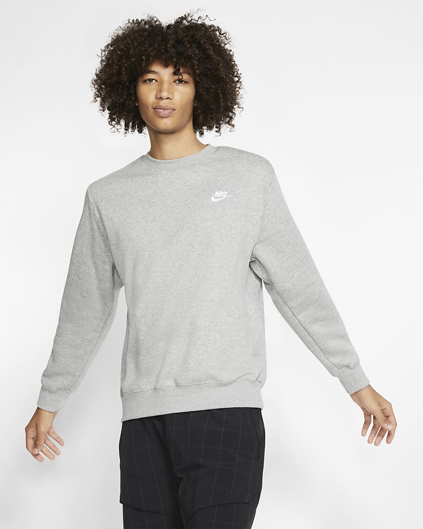 Nike Sportswear Club Fleece Crew 'Grey/White'