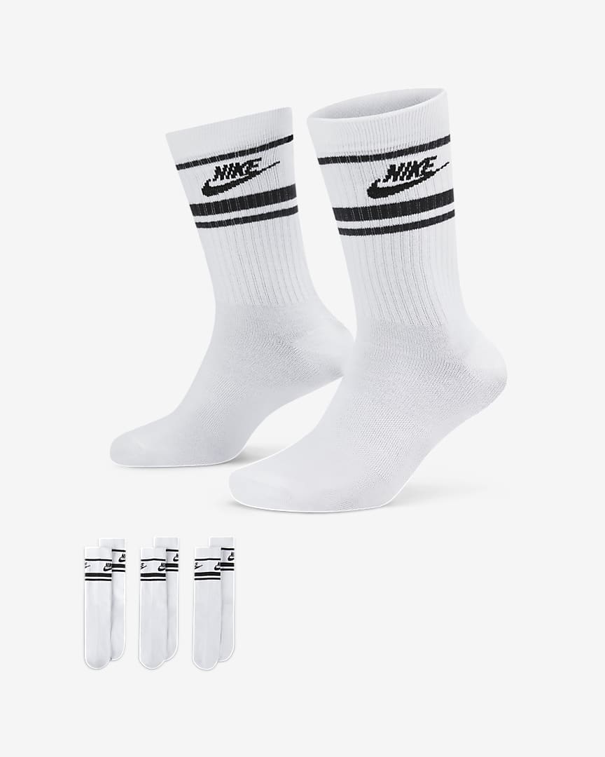 Nike Sportswear Everyday Essential Crew Socks (3 Pairs) 'White/Black'