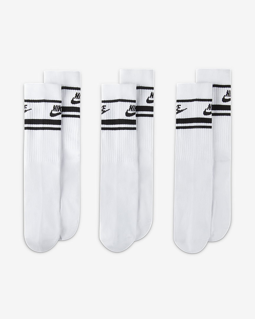 Nike Sportswear Everyday Essential Crew Socks (3 Pairs) 'White/Black'