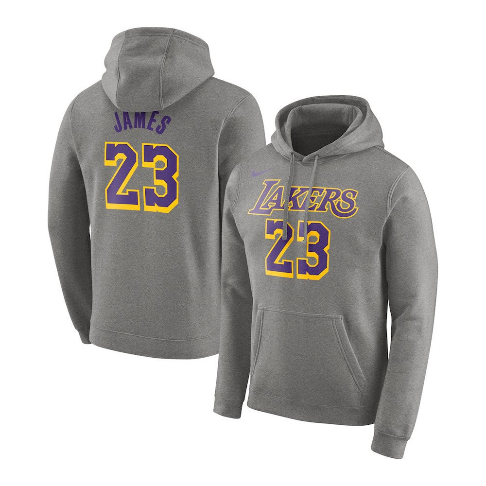 LEBRON JAMES LOS ANGELES LAKERS NIKE NBA ESSENTIALS HOODIE- MENS GREY