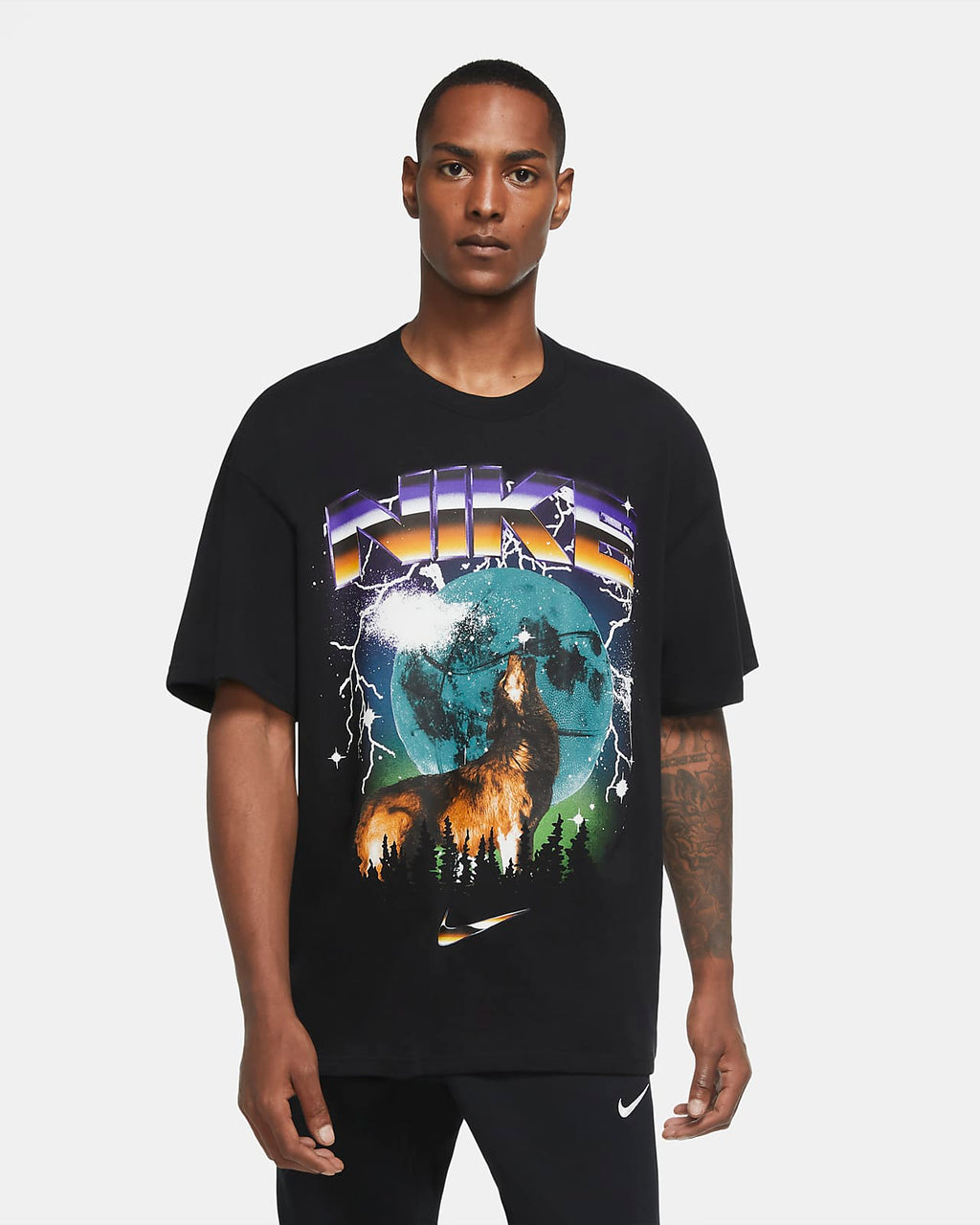 Nike Mens Howlin Moon Ball Basketball T-Shirt 'Black'